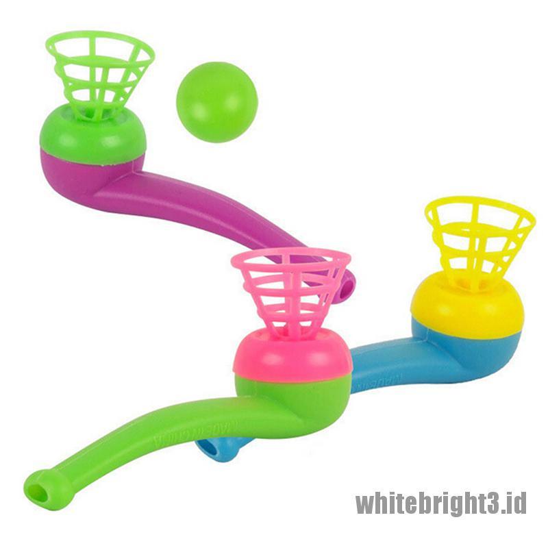 (white3) 3pcs Mainan Pipa Tiup Bola Melayang Ajaib Untuk Hadiah Anak