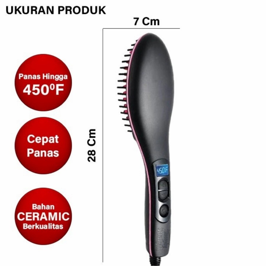 sisir elektrik - straightener brush - pelurus rambut instant