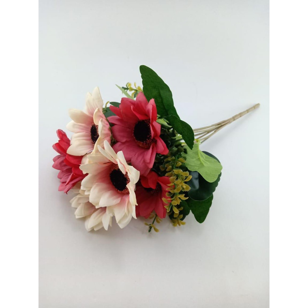 COD BUNGA TANGKAI MATAHARI BUNGA TANGKAI PLASTIK BUNGA ARTIFISIAL BUNGA PAJANGAN BUNGA HIAS BT9038-MERAH