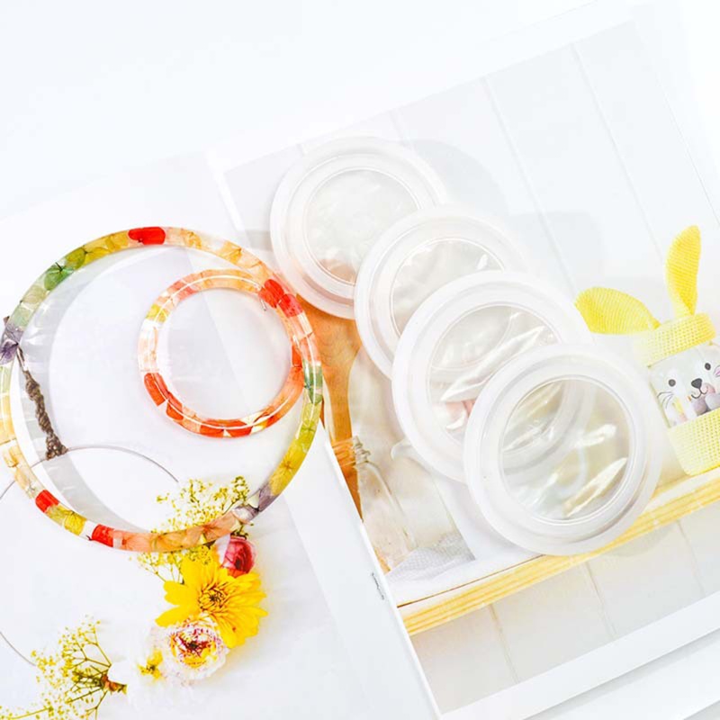 Siy 4pcs Cetakan Resin Epoksi Kristal Uv Diy Untuk Gantungan Kuncitas Wanita