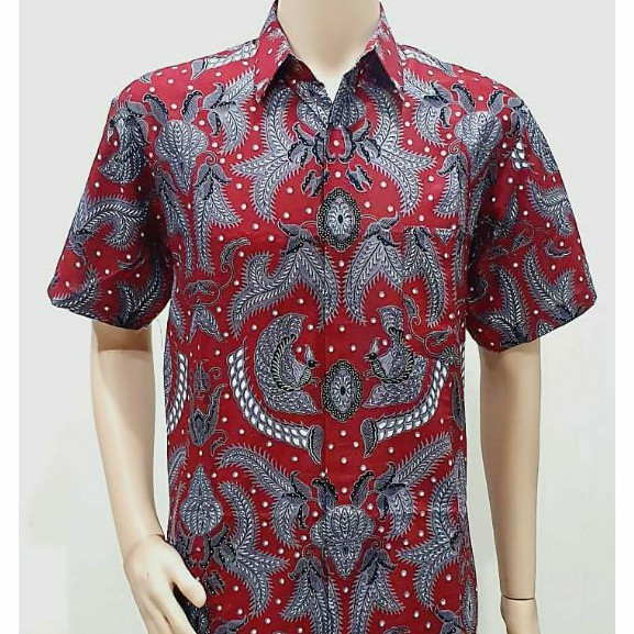 Kemeja Pria Batik Big Size 4L-5L Lengan Pendek Atasan Baju Hem Batik Jumbo Ukuran Besar DVN-Mrh