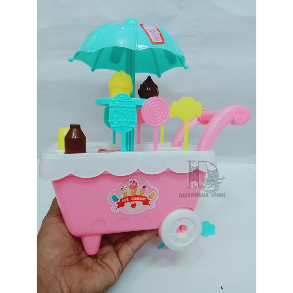 Mainan gerobak mini ice cream/ Gerobak dorong