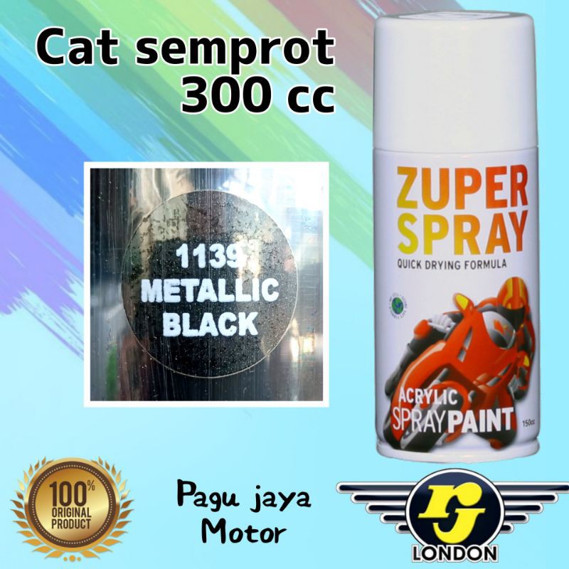 pilox cat semprot metallic black hitam metalik 300cc zuper spray