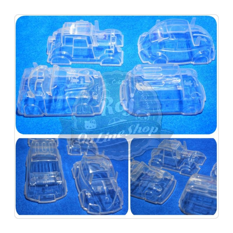 Cetakan mobil mini isi 4 car bening abu bento jelly agar puding nasi mpasi montessori anak bekal ana
