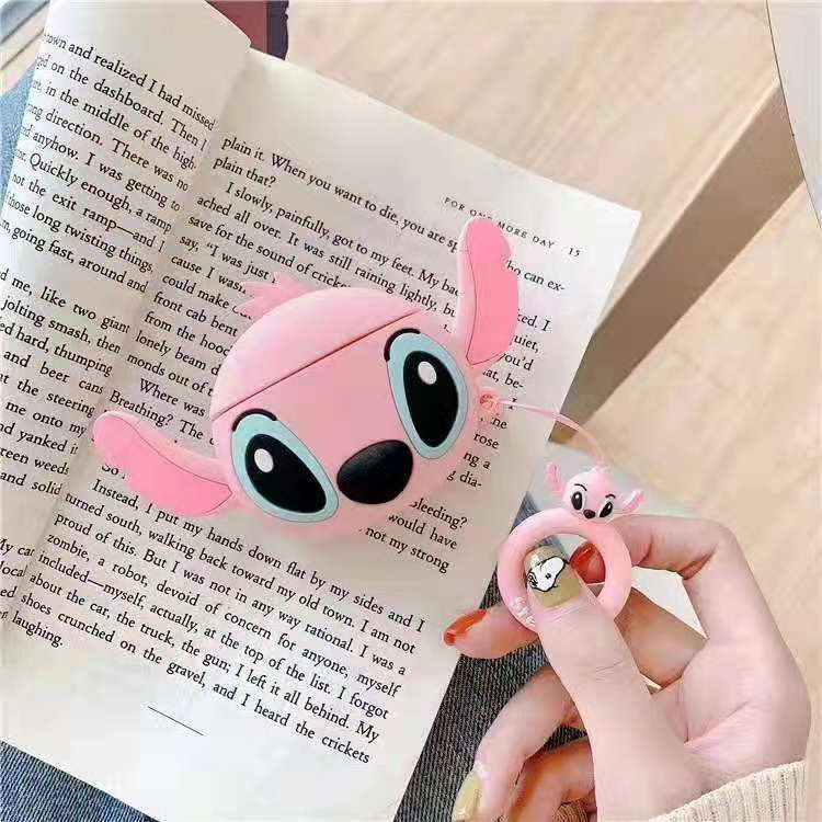 Casing Soft Case Silikon Motif Lilo Stitch 3d + Lanyard Untuk Airpods 1 / 2 / 1 / 2