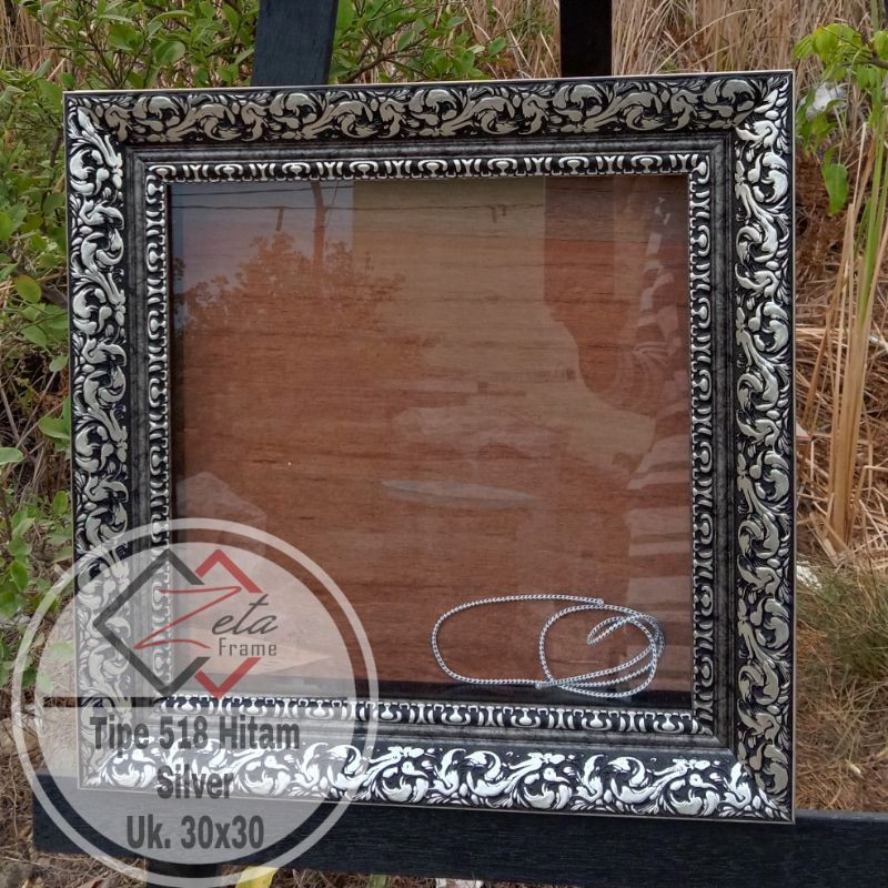 Tipe 518 Hitam silver - Pigura mahar ukir hitam silver uk. 30x30 - frame mahar - bingkai mahar