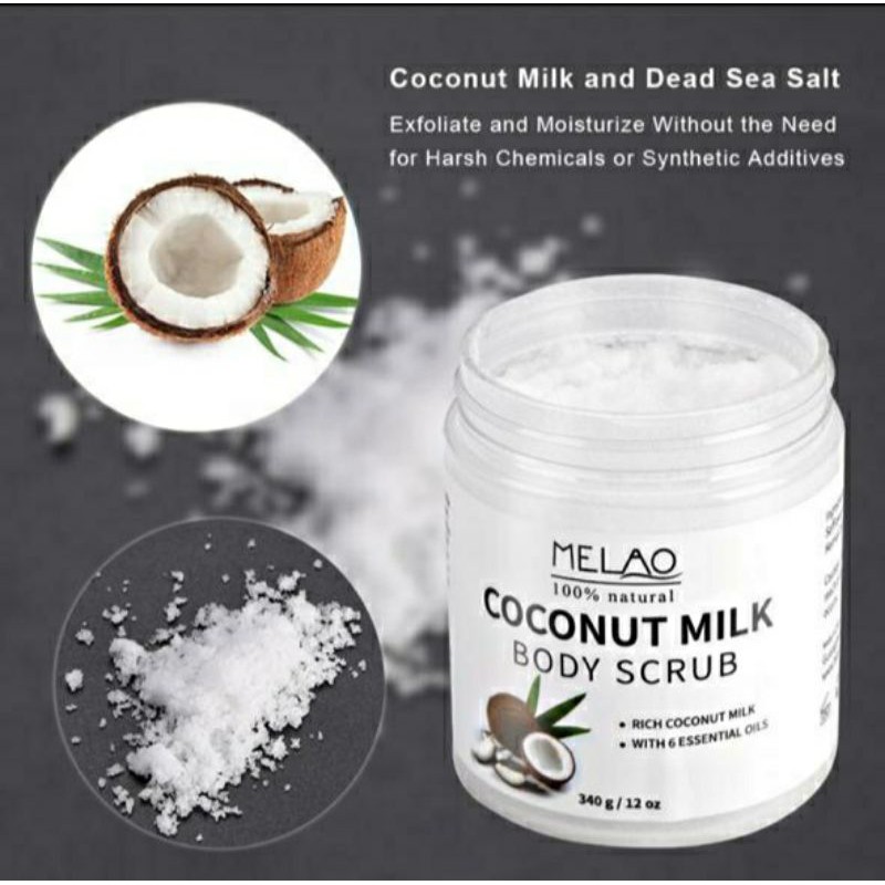 Salt Coconut MELAO Exfoliating Naturals Body Scrub Body Pure Bath Milk / Body Scrub Coconut Milk