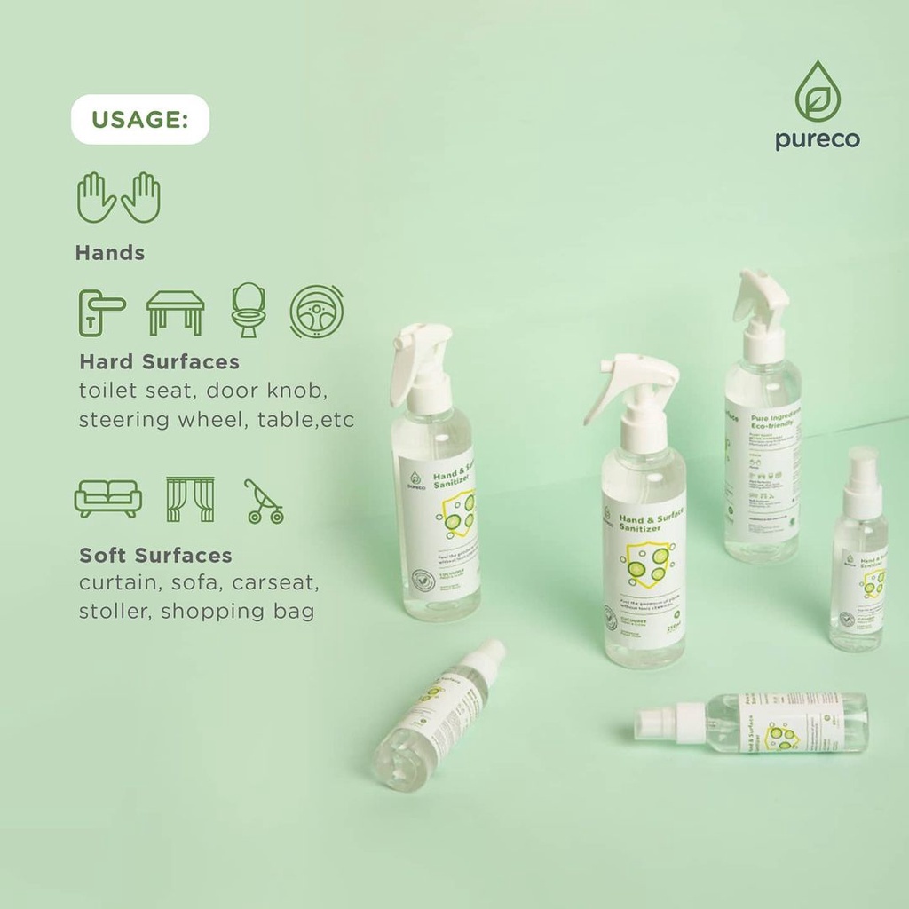 PURECO HAND &amp; SURFACE SANITIZER CUCUMBER FRESH &amp; CLEAN 60ML