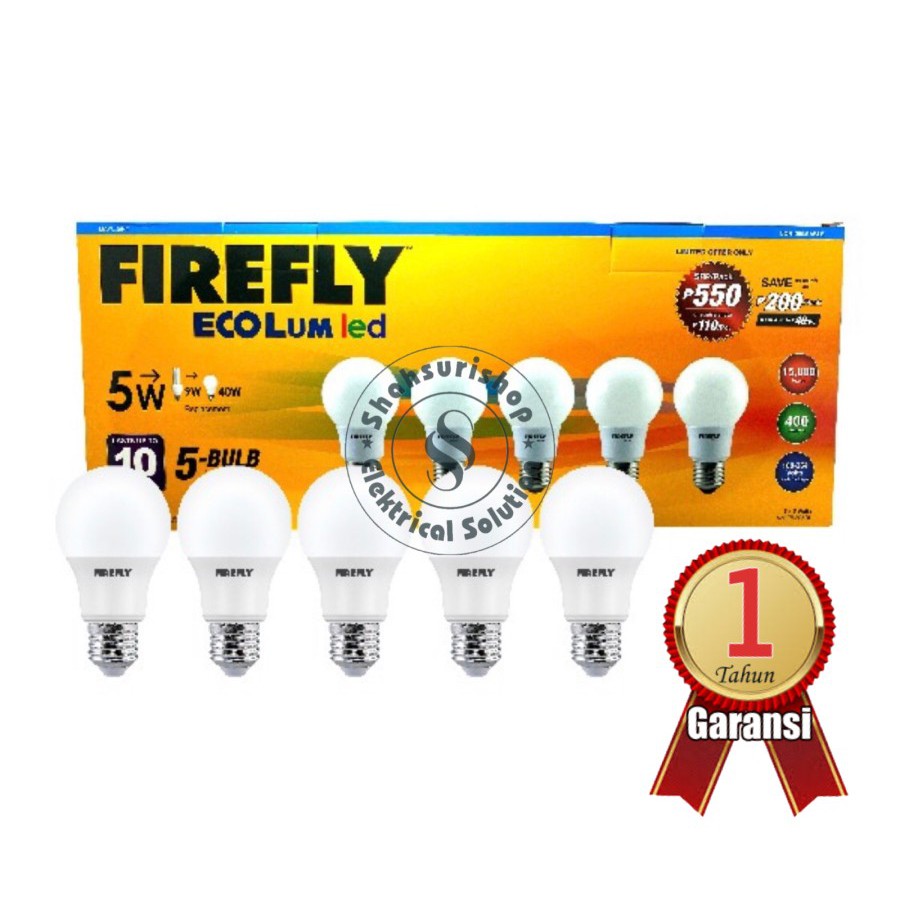 LAMPU LED MURAH ISI 5 FIREFLY 5 W WATT BY MEVAL TERANG DAN BERGARANSI