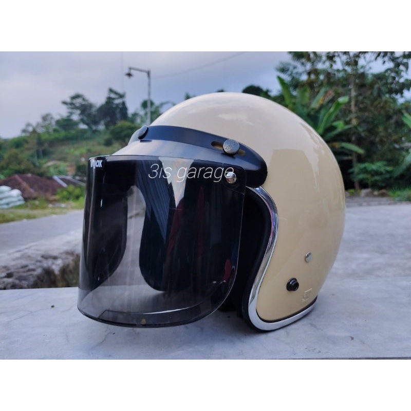 HELM BOGO DEWASA HELEM BOGO CLASSIC HELM BOGO RETRO PRIA WANITA KACA DATAR SNI