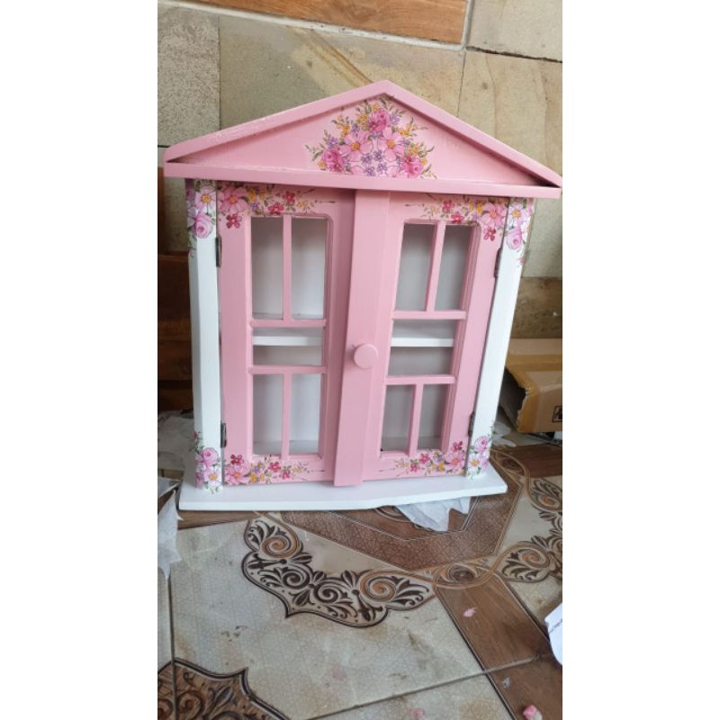 Kotak Obat / P3K Rumah Kayu Jati warna Duco