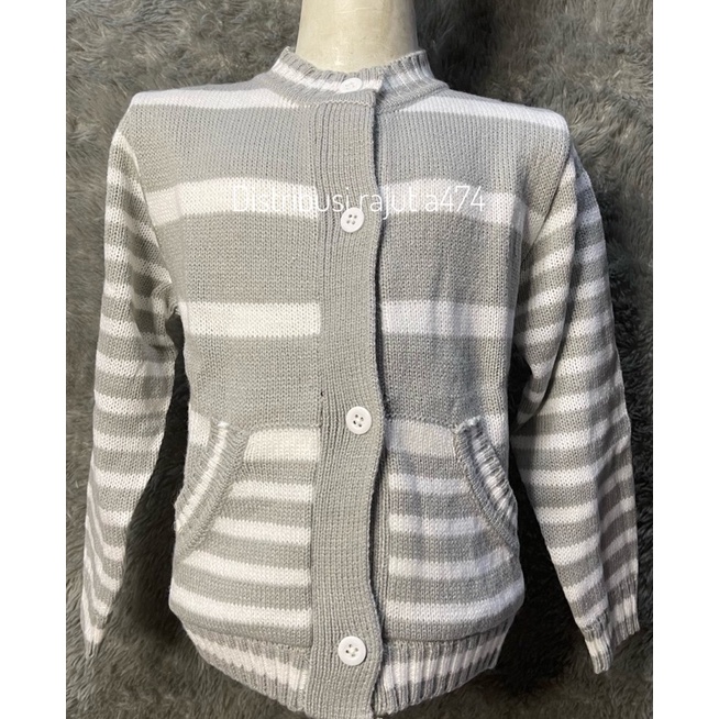 CARDIGAN RAJUT ANAK MOTIF GARIS PAKE KANTONG UMUR 1 SAMPAI 3 Tahun
