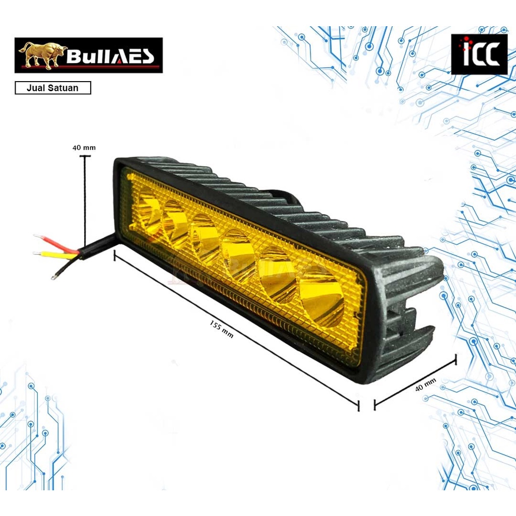 LAMPU TEMBAK LED 6 MATA LURUS TEBAL CWL 3030 Led Bar GRADE B MERK ICC I LAMPU SOROT LED SKU-2577