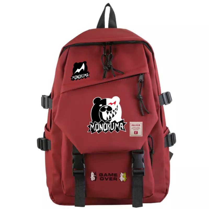 Danganronpa Monokuma Ransel Warna Solid Kasual Wanita Pria Ransel Remaja Perempuan Laki-laki Tas Sekolah Tas Ransel Tas Punggung Mochilas Perempuan5