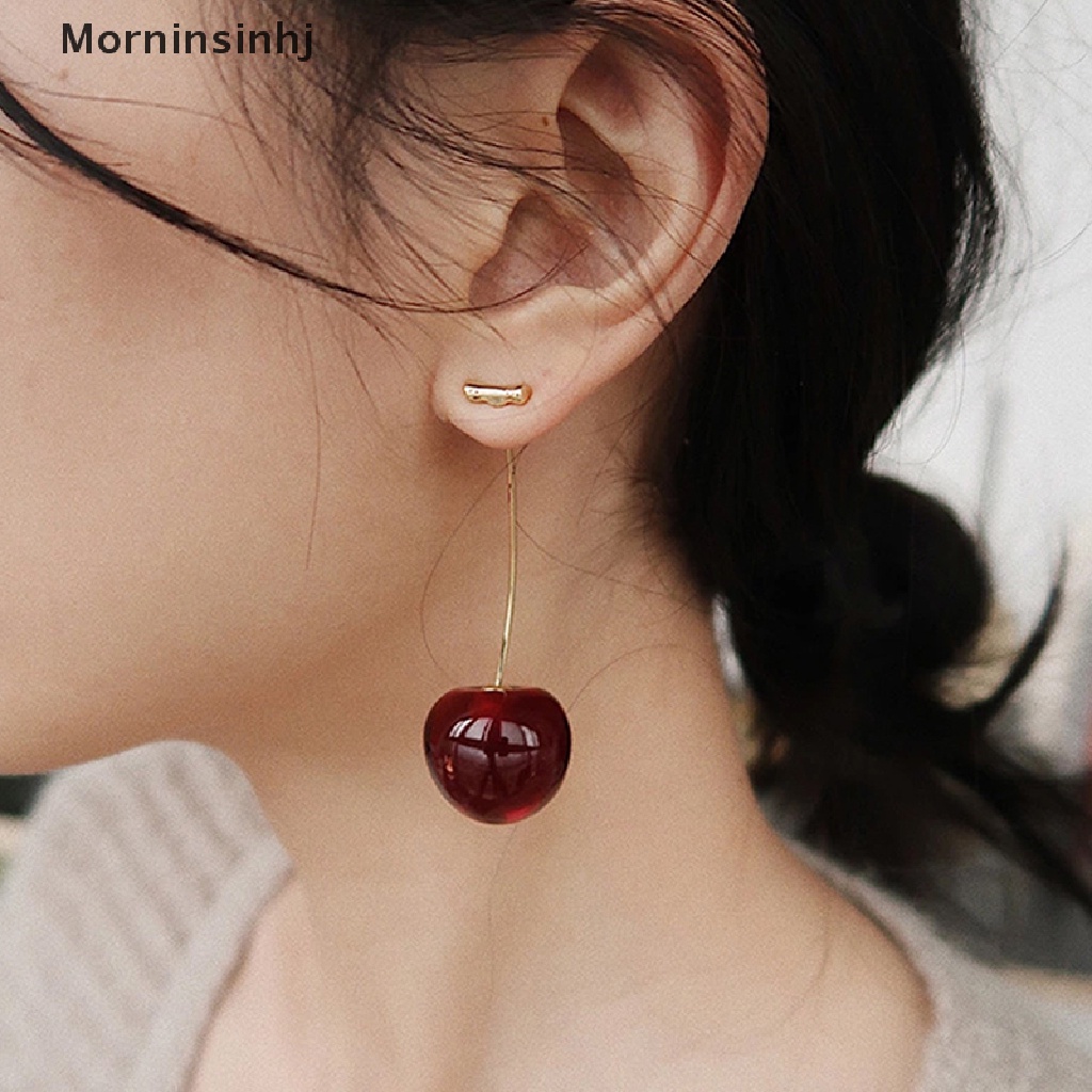 Mornin Bizarre Adventure Earrings Cherry Drop Anting Wanita Pria Cosplay Klip Telinga Perhiasan Hadiah id