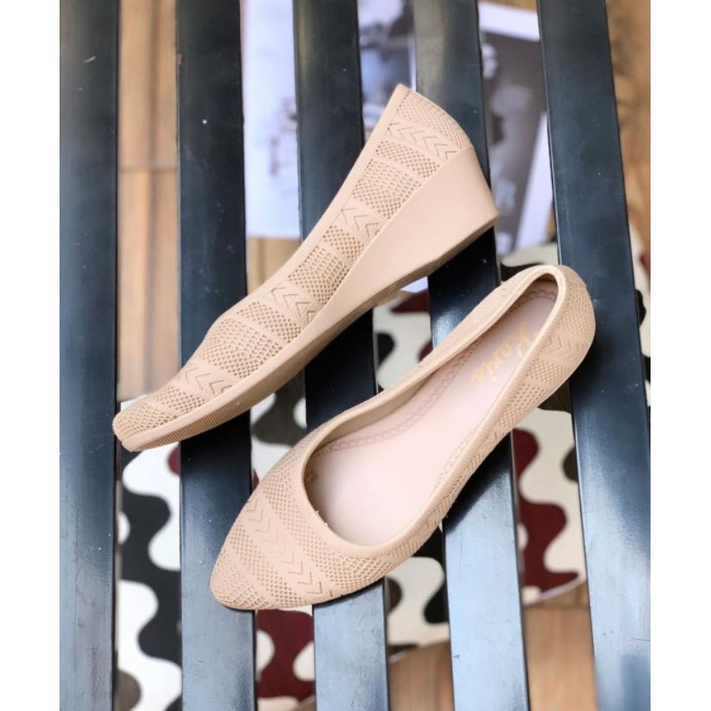 0202 KARIS Sepatu Wanita Jelly Wedges / Sepatu Wedges Wanita Jelly Shoes Import Motif Etnik Turki /0WEDGES SEPATU JELLY KARET KARIS 0202-3 (SEPATU MUSIM HUJAN)