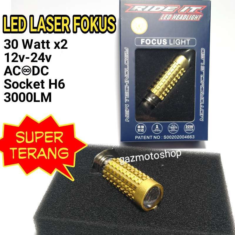 Lampu Led Laser H6 Matic 30watt Fokus Bohlam depan Utama K1 Bebek Beat Vario Supra Focus Universal