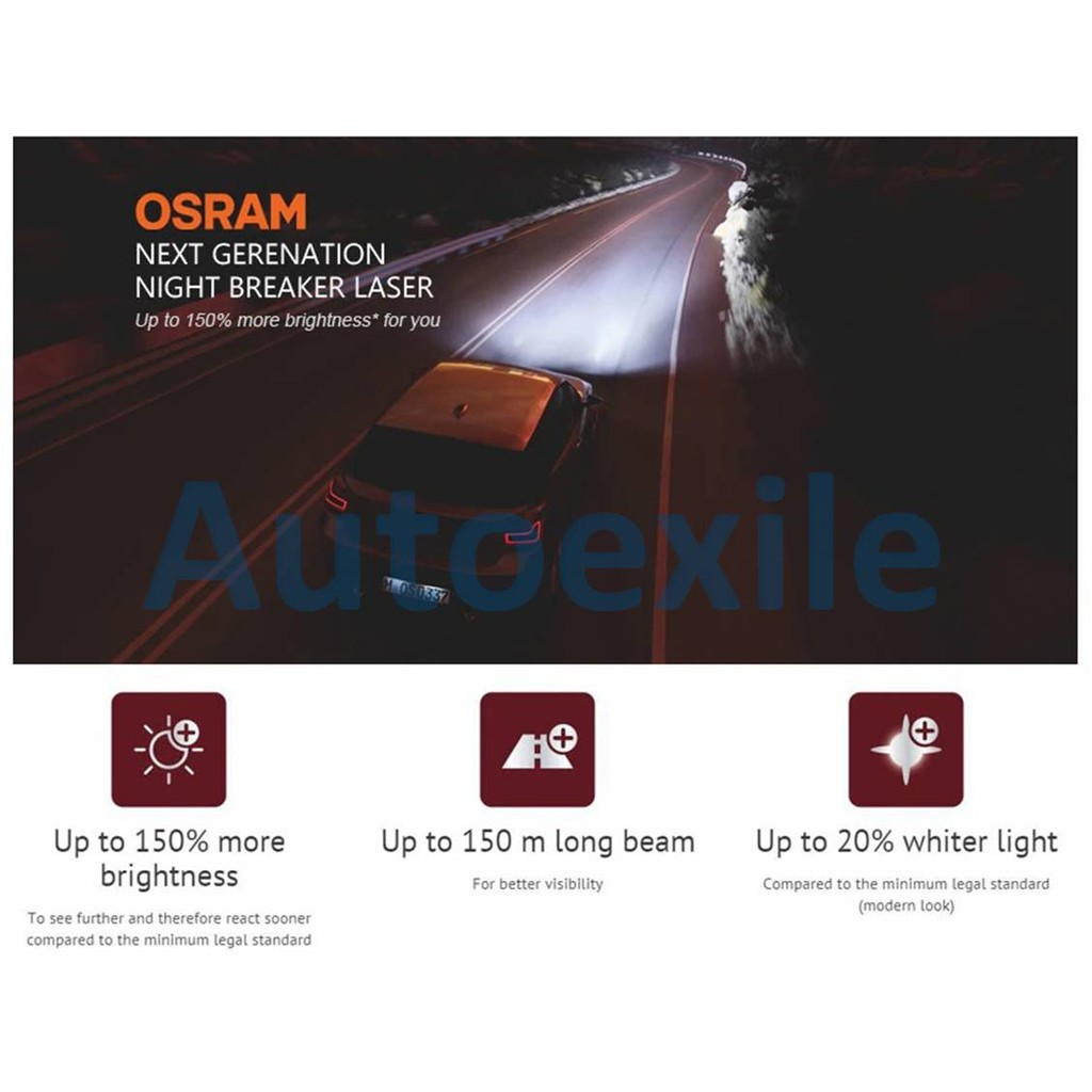 Lampu Mobil Osram NBR Laser Next Generation H1 H3 H4 H7 H11 HB3 9005 HB4 9006 NBL Night Breaker Gen2