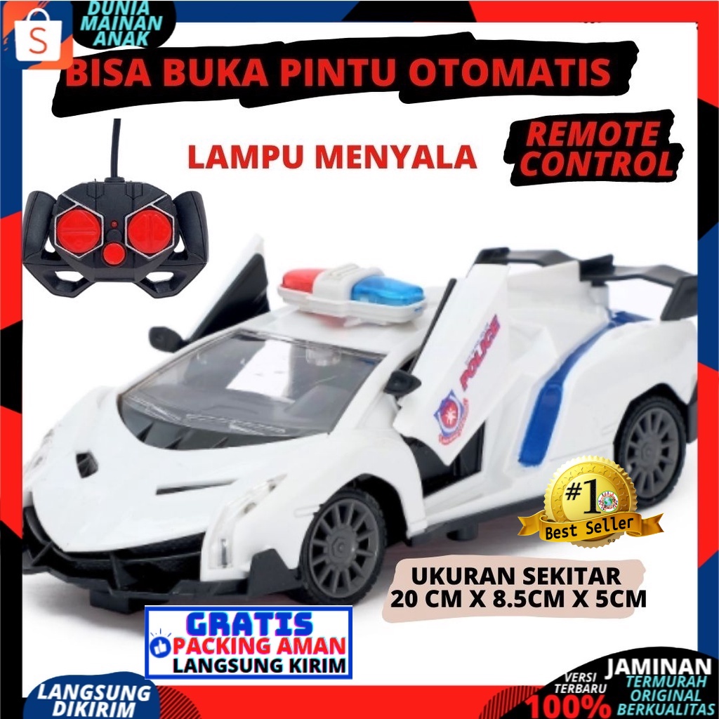 Mobil remote control Polisi Buka Pintu RC Sport car  Mobil Remot kontrol berlampu Mainan Anak Laki Laki