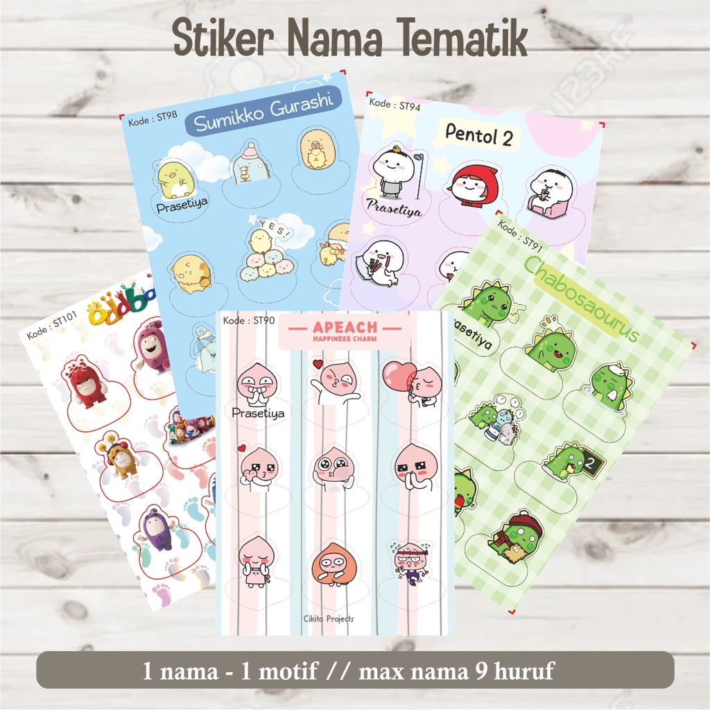 

Label Nama Waterproof set Tema Anak Lucu Stiker Nama Botol Lunchbox