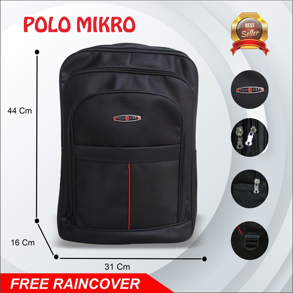Tas Gendong Polo Hitam Sekolah SMP SMA Pria Cowok Ransel Punggung Kerja Kantor Dinas Diklat Bagus