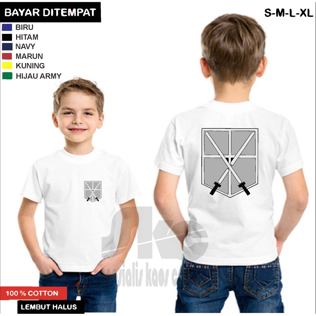 kaos anak karakter anime attack titan bahan premium