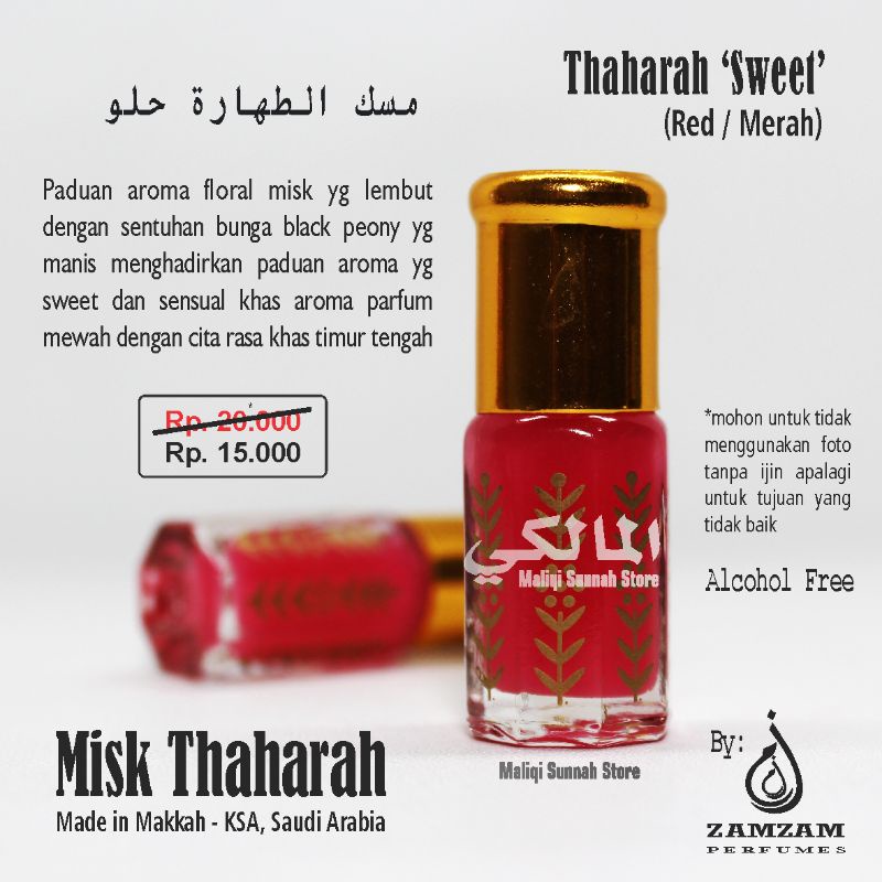 Misk Thaharah Merah / Thaharah Sweet 3ml Saudi Arabia