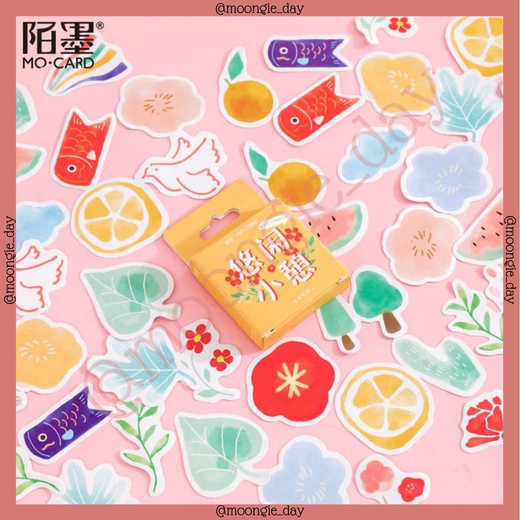 

45 PCS/BOX STIKER KERTAS TEMA SUMMER YELLOW RED FLOWER BULLET JURNAL DIY DIARY POLAROID DECO LUCU MURAH