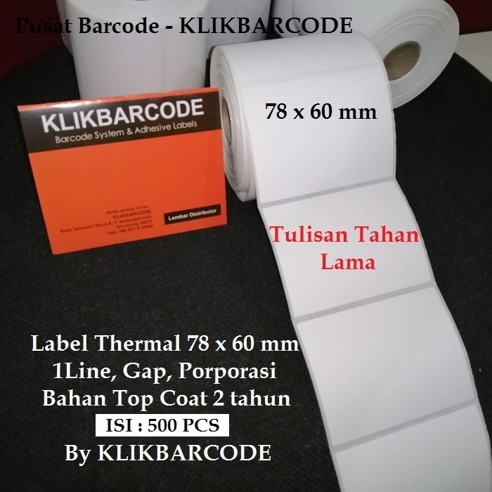

KASIR LABEL BARCODE THERMAL 78 X 60 MM - 1 LINE - XPRINTER - GAP - 500 PCS KLIKBARCODE