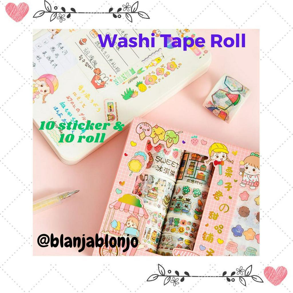 

Washi Tape Sticker Momo Roll Set Box Korea Cute Sticker Aesthetic