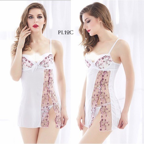 [TOKO TERPERCAYA] SEXY LINGERIE NIGHTGOWN BAJU TIDUR SEKSI PREMIUM LACE PUTIH PL12C