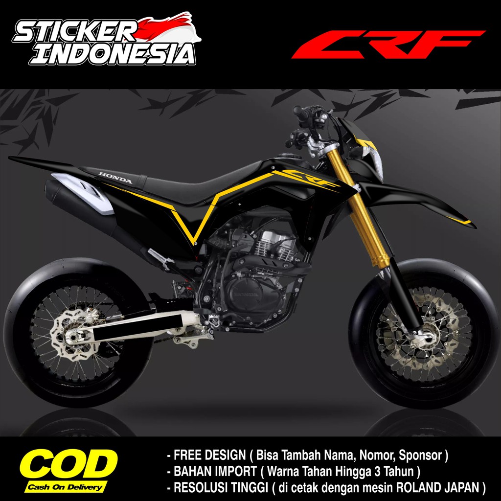 STICKER DECAL Trail CRF STRIPING FULL BODY HITAM EMAS