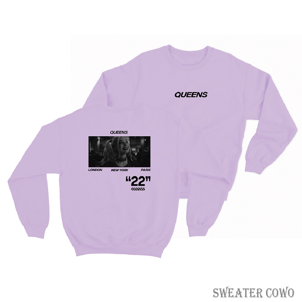 Sweaterpolos Basic Sweater QUEENS ( Sablon ) Unisex Pria &amp; Wanita