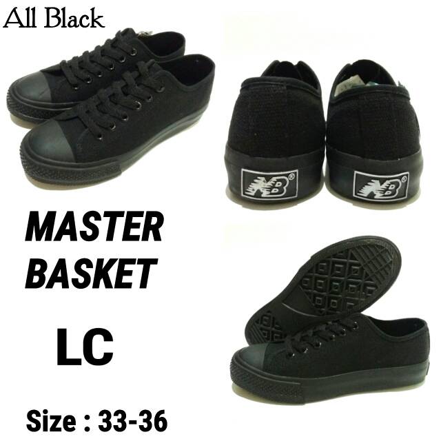 Sepatu sekolah master basket full black murah baru size tanggung 33-36