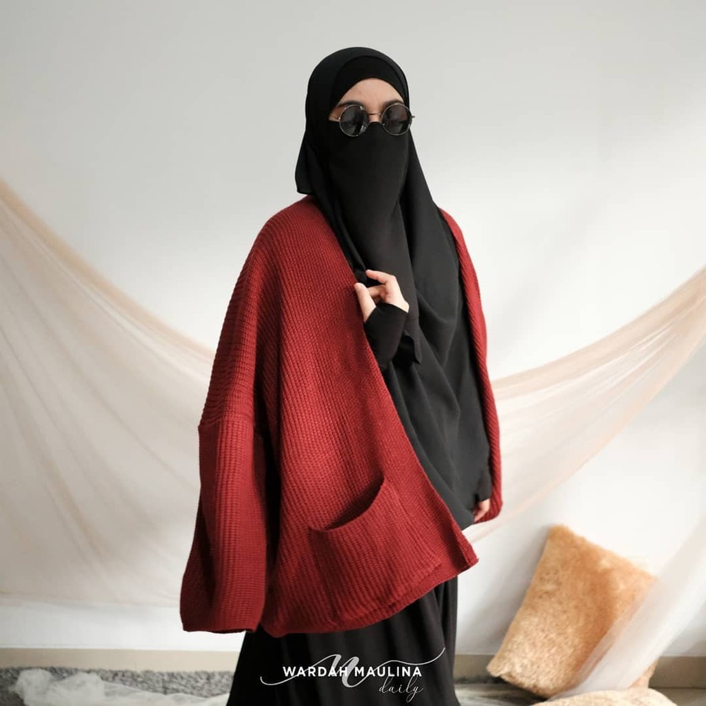 Original Diaz cardy big size jumbo fit L to XXXL real pic 1000% Bahan Rajut Tebal lembut Berkualitas-maroon