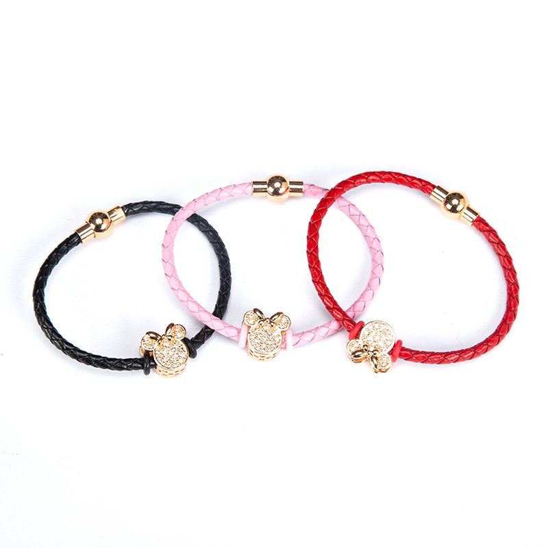 GELANG KULIT PANDORA MIKKY KOUSE LIONTIN XUFING KUNCI MAGNET