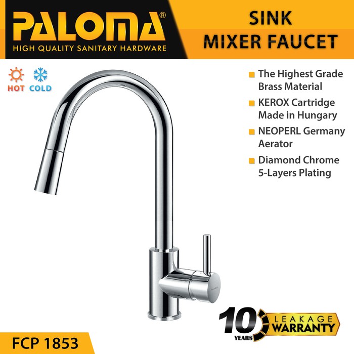 Faucet PALOMA FCP 1853 Keran Kran Air Panas Dingin Sink Dapur WITH PULL-DOWN SPRAY HEAD