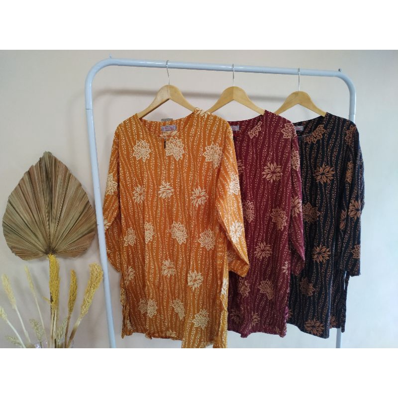 Setelan Daster Model Tunik - Setelan Batik Bunga - Daster Pekalongan
