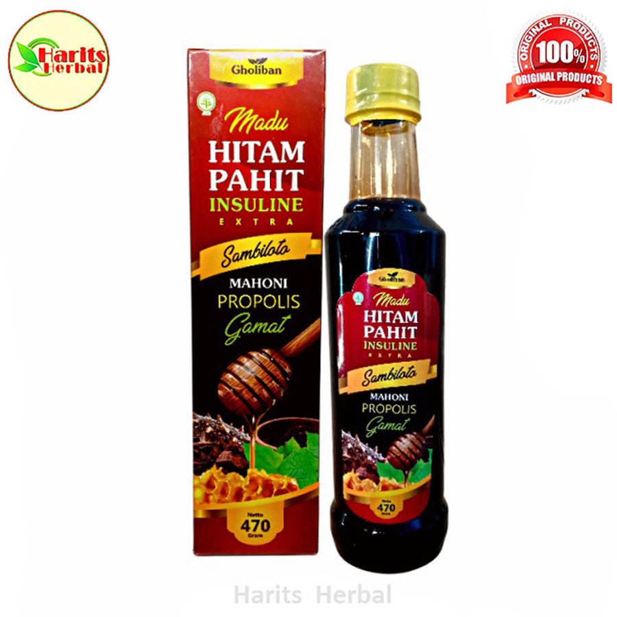 

Madu Hitam Pahit Insuline Extra Gamat Propolis Mahoni Gholiban