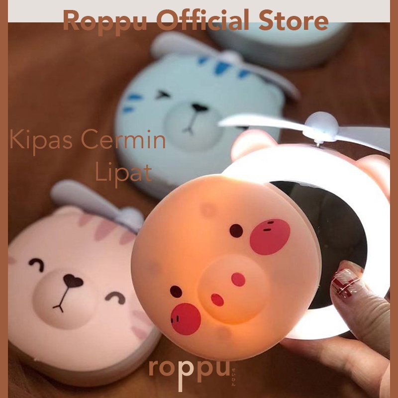 Roppu Kipas Cermin Lipat LED 2 in 1