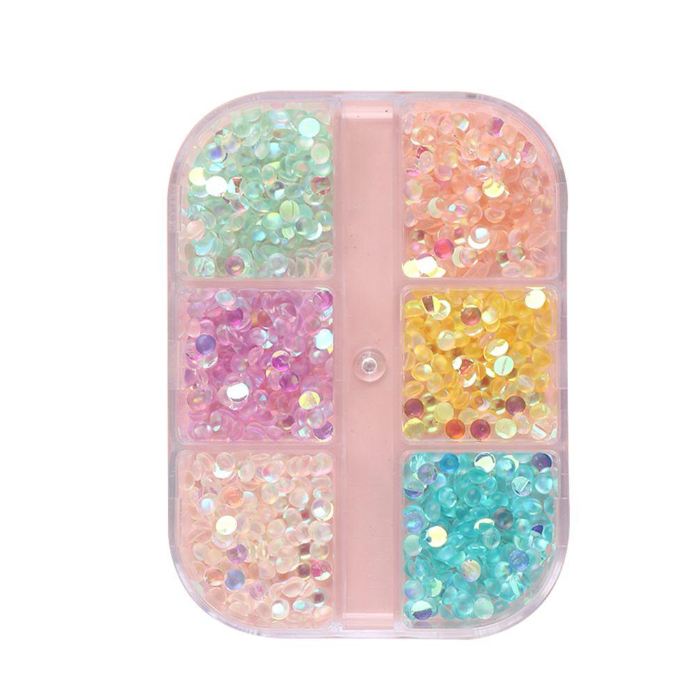 Preva 6kisi Kuku Rhinestones Dekorasi AB Warna Flatback Aurora