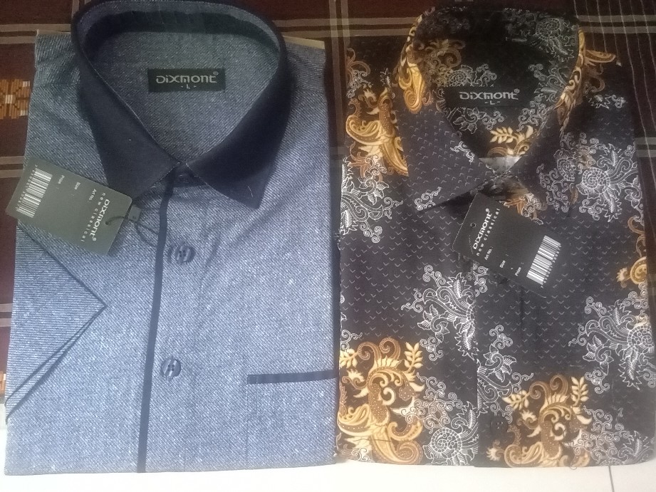 Kemeja Batik Pria Lengan Pendek Bs70 Katun Motif Modern Dixmont Semi Slim Fit Premium