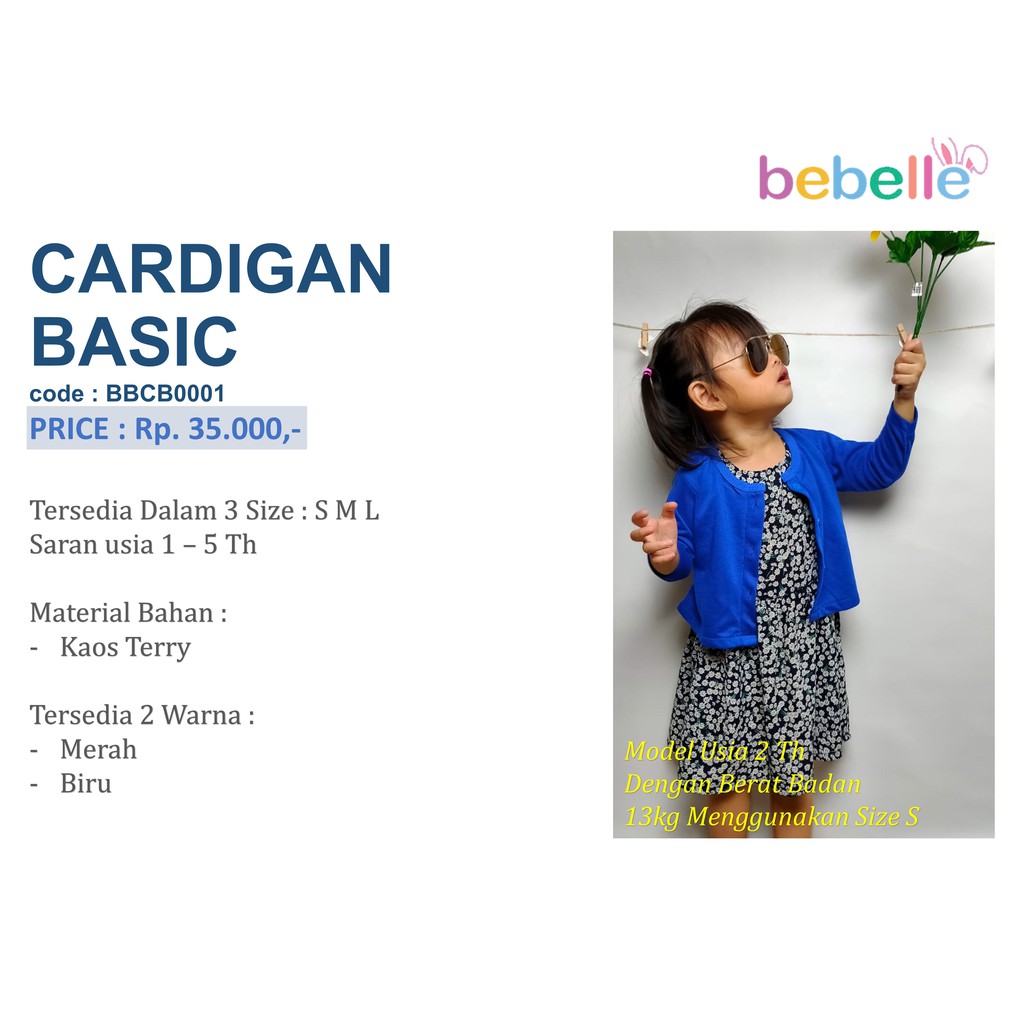 BEBELLE  CARDIGAN BASIC ANAK  BBC0001-TOKO LIELYS