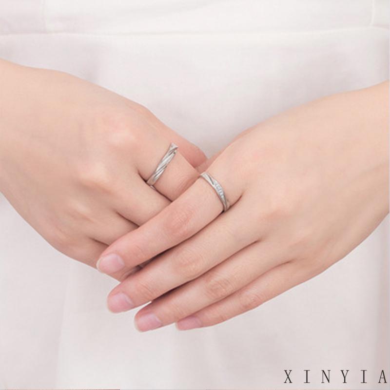 Cincin Berlian Model Terbuka Dapat Disesuaikan Warna Silver Untuk Pasangan