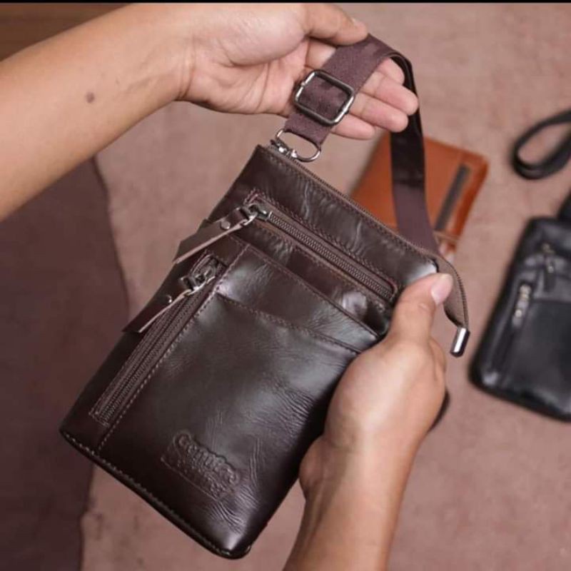 Tas Hp Mini Selempang Pria Kulit Sapi Asli