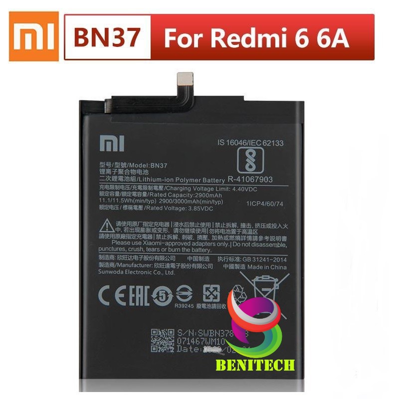 BATERAI XIAOMI REDMI 6 / 6A / BN37 BN 37 / BN-37 KUALITAS ORIGINAL ~ BENITECH