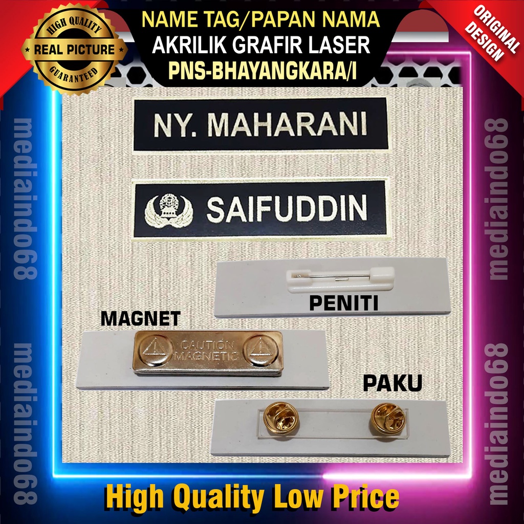 

Grafir Laser Papan Nama / Name Tag/Nama Dada Pegawai PNS/ASN/1 hari jadi