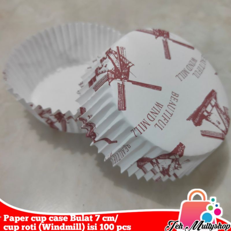 Paper cup case Bulat 7 cm/cup roti (Windmill) isi 100 pcs