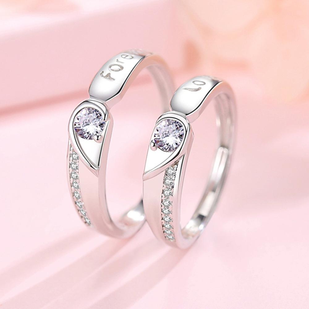 Timekey Cincin Pasangan / Pria / Wanita Desain Hati Simple Unik Untuk Hadiah Valentine A1K7