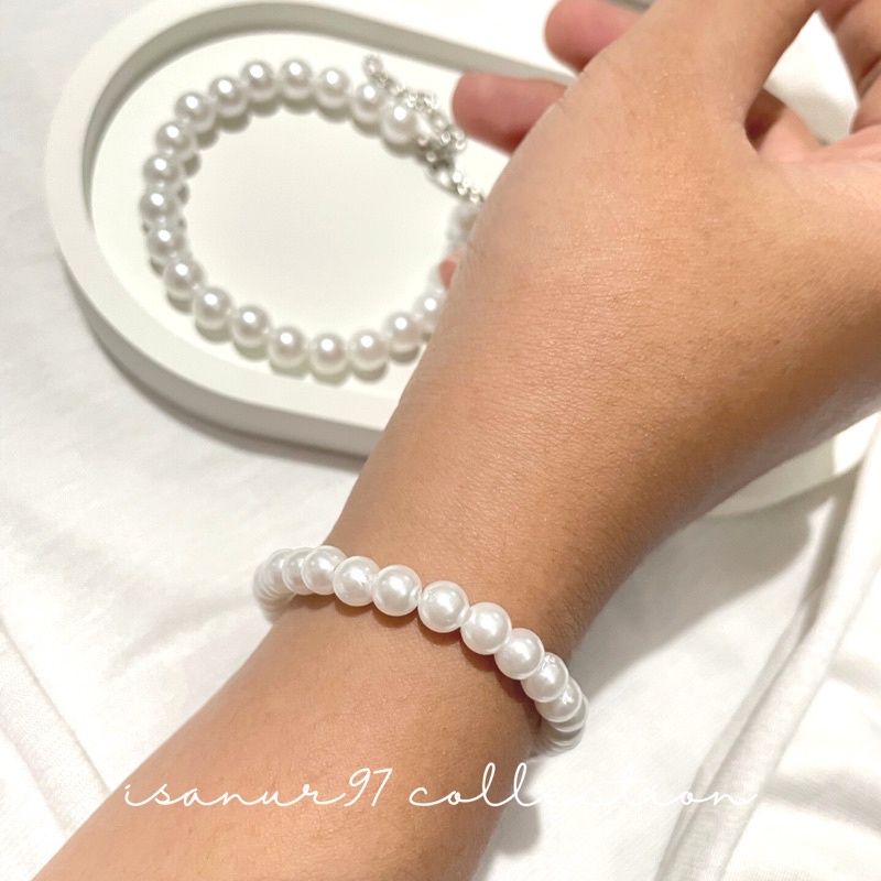 Candy Pearl Bracelet | Gelang Mutiara 6-8mm Adjustable Pearl Bracelet Gelang Beads